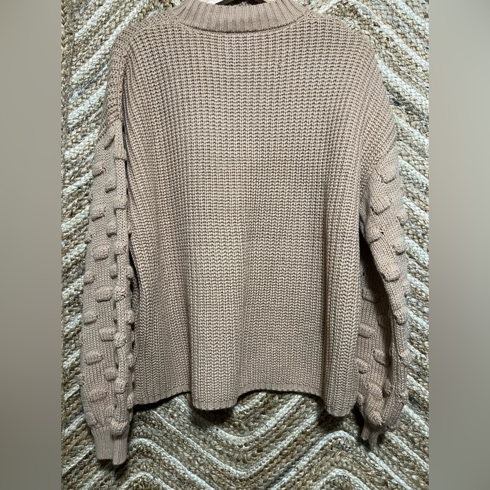Vici Women's Chunky Knit Beige Sweater,Lantern Sleeves,Size M - Picture 4 of 9